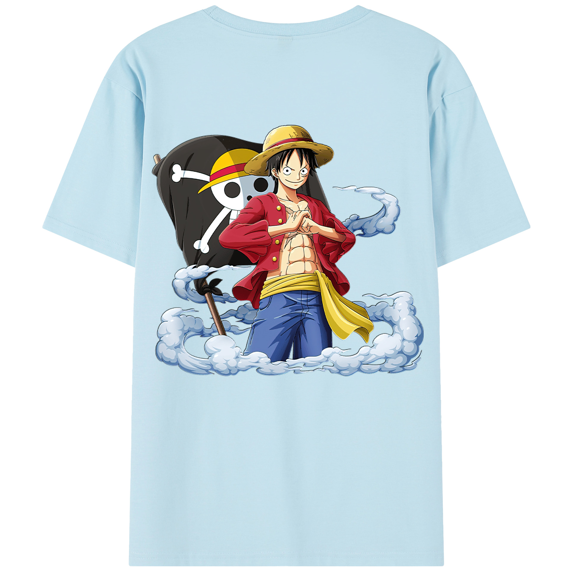 ワンピース モンキー・D・ルフィ ONE PIECE Monkey D. Luffy 綿100％半袖Tシャツ（背面プリント）